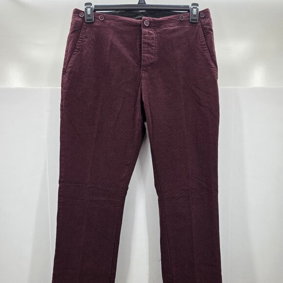 JOHN VARVATOS | Weathered Red Striped Suspender Waist Pants Size 32 x34 - Picture 1 of 12